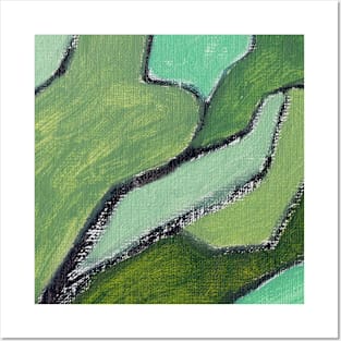 Abstract Oil Painting 2c8 Fern Olive Seafoam Green Posters and Art